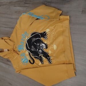 Yellow Hoodie with Panther Graphic